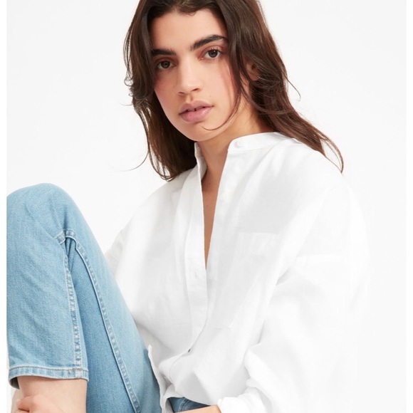 Everlane Tops - Everlane Linen Oversized Collarless Shirt